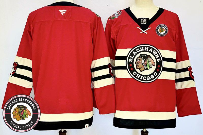Men Chicago Blackhawks Blank Red Fanatics 2025 NHL Jersey style 3->chicago blackhawks->NHL Jersey